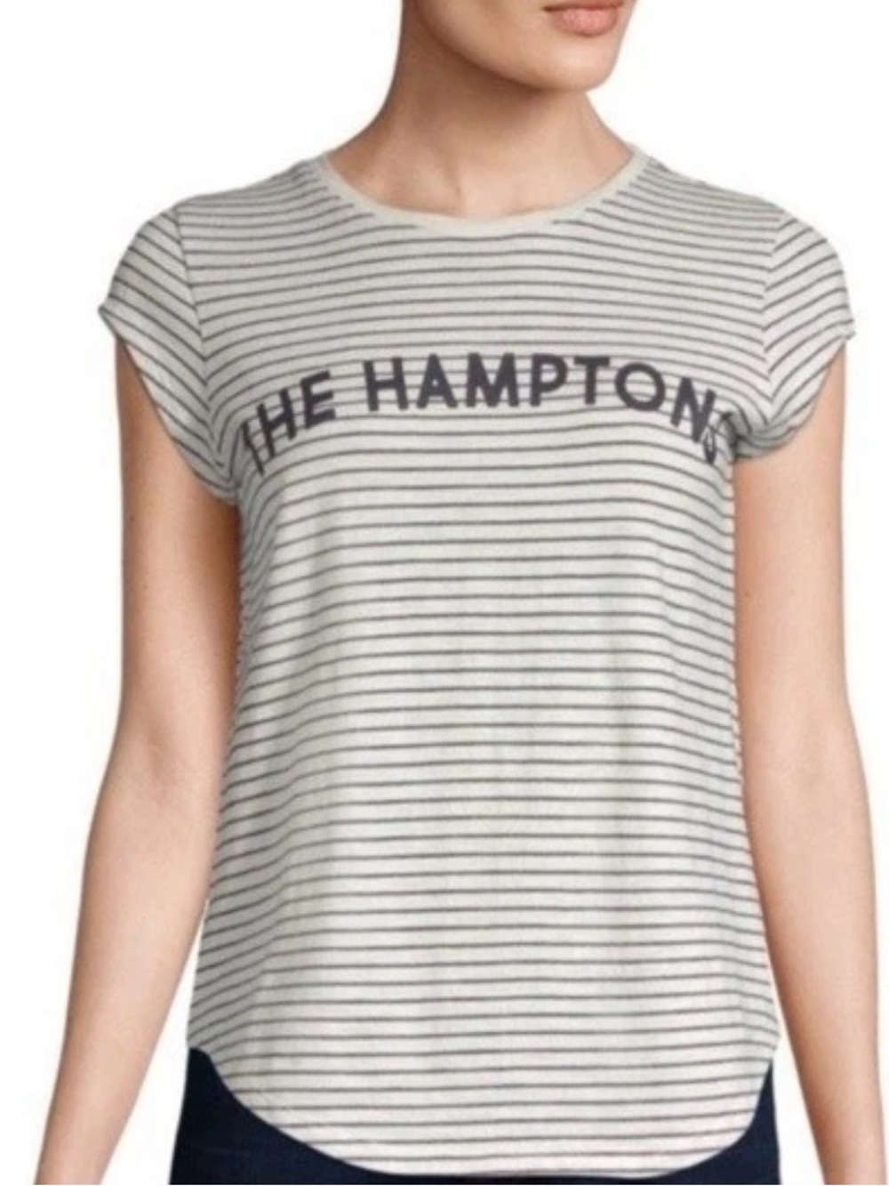 Joie The Hamptons Striped Crewneck Tee - White/Navy